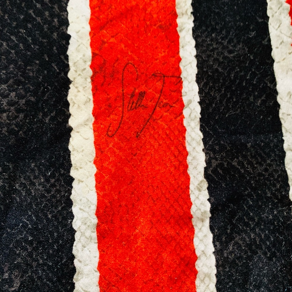 RARE Stella Jean Mid Rise Flare Pants Orange & Black Stripe Snakeskin Print Sz 8 - Picture 5 of 9